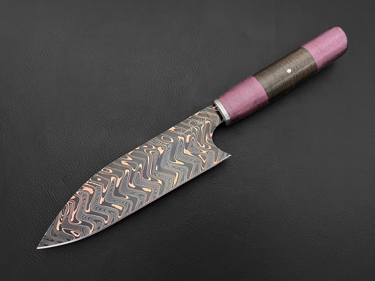 Kiso FG | Japanese-style Santoku Culinary Knife | Dawson Select Steel | Purple Heart + Wenge Wood