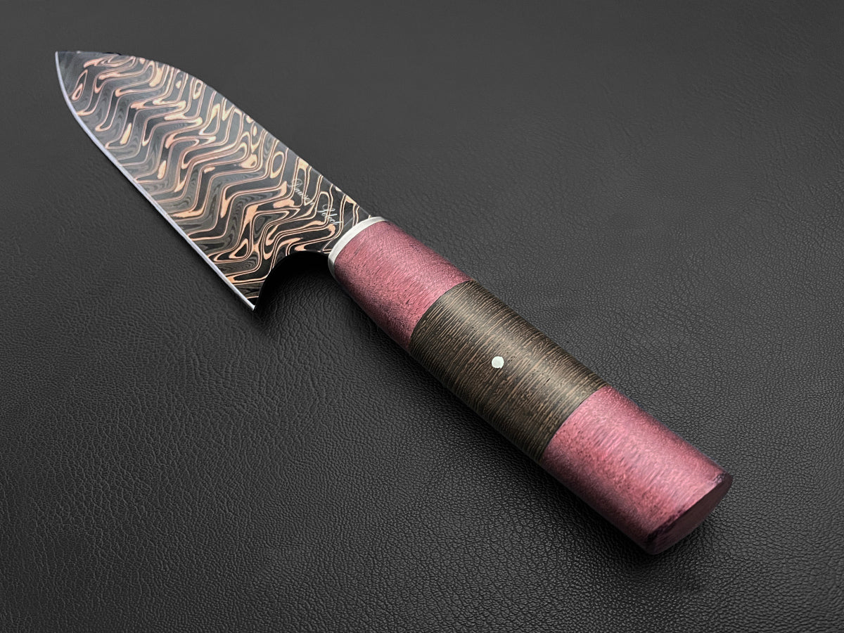 Kiso FG | Japanese-style Santoku Culinary Knife | Dawson Select Steel | Purple Heart + Wenge Wood - Image 2