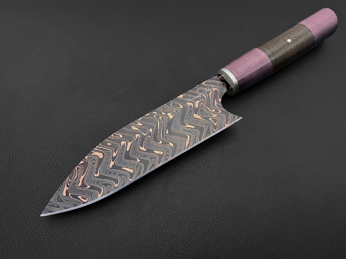 Kiso FG | Japanese-style Santoku Culinary Knife | Dawson Select Steel | Purple Heart + Wenge Wood - Image 3