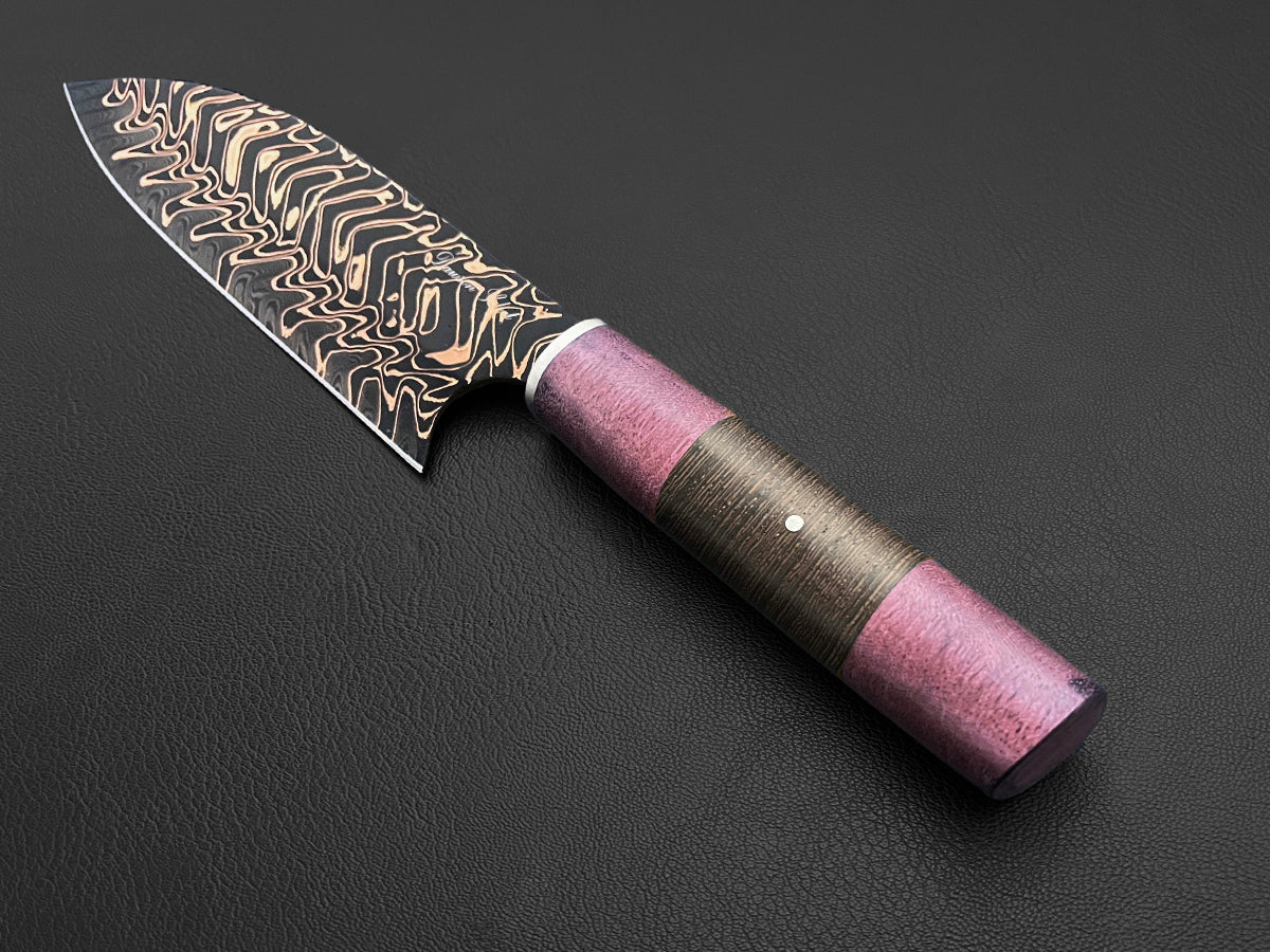 Kiso HG | Japanese-style Santoku Culinary Knife | Dawson Select Steel | Purple Heart + Wenge Wood - Image 2