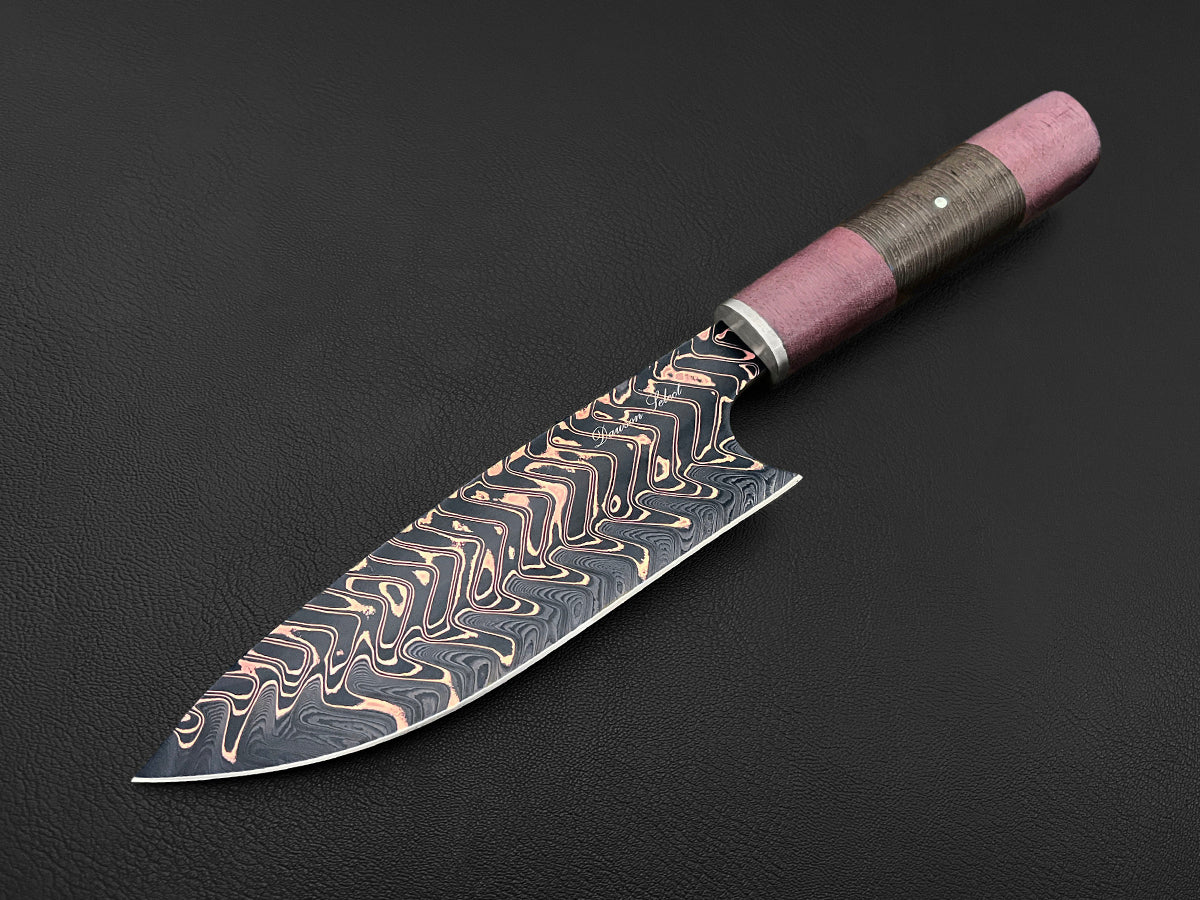 Kongen | Japanese-style Culinary Knife | Dawson Select Steel | Purple Heart + Wenge Wood - Image 3